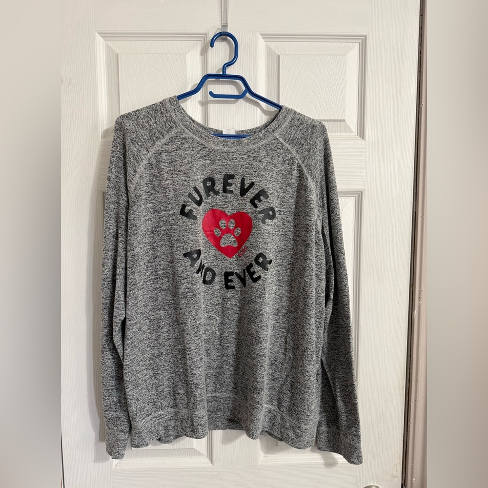Skechers Gray Crewneck Sweatshirt with Red Heart Paw Graphic